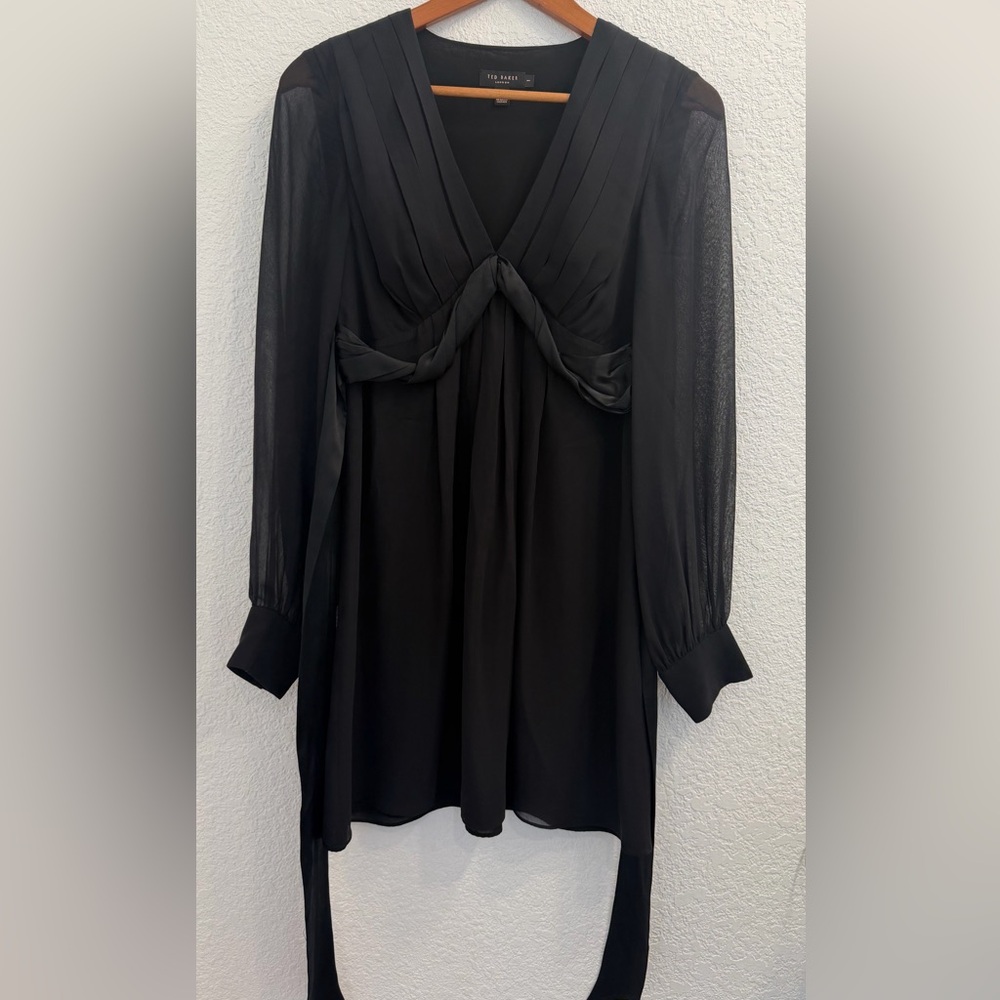 Ted Baker Black Long-Sleeve V-Neck Tunic Dress